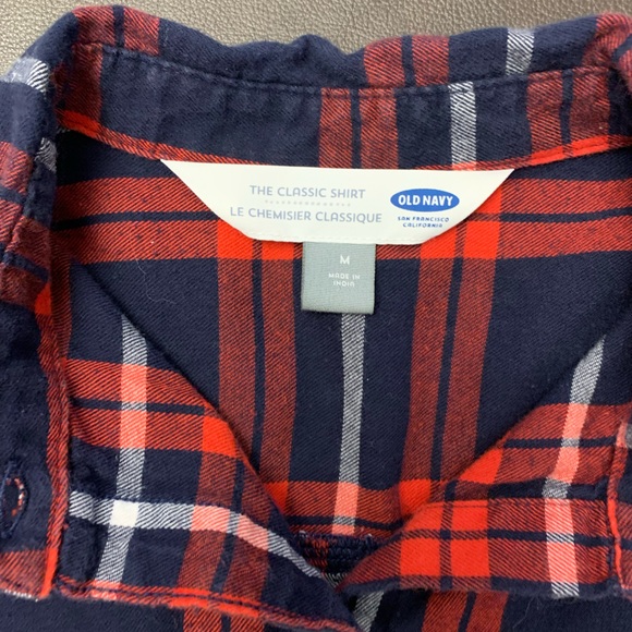 Old Navy “The Classic Shirt” Navy & Red Flannel - Picture 3 of 3